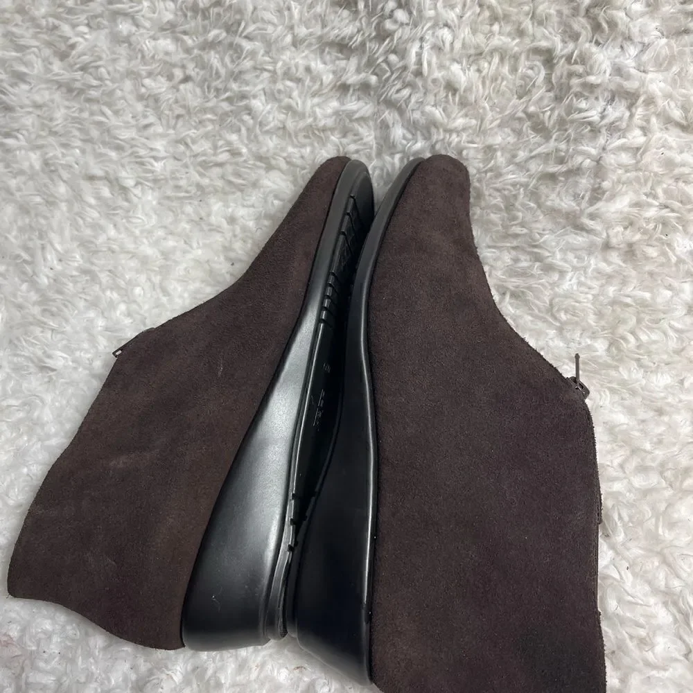 Aerosoles StichnTurn leather suede Brown ankle boots front zipper size 11